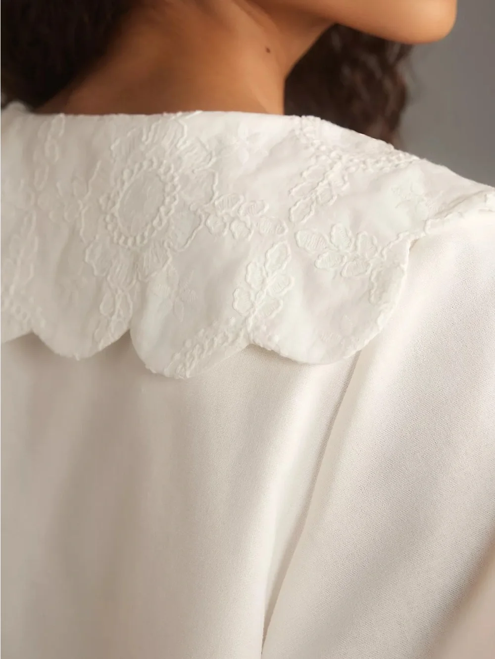Anthropologie Mare Mare Puff-Sleeve Collared Linen Blouse